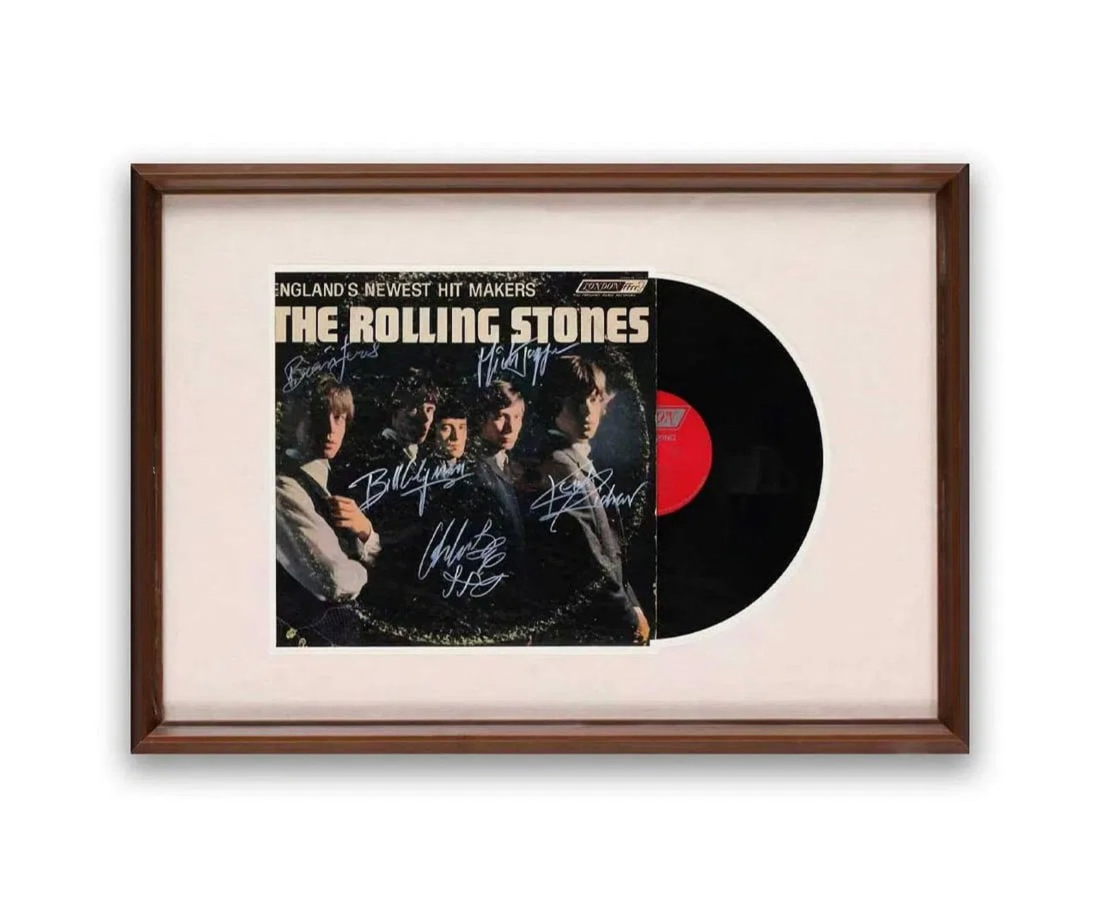 The Rolling Stones Signed Vinyl Record of 'England'S Newest Hit Makers': Approximate size: Vinyl records Size 12 1/4x12 1/4 in Shipping: We offer in-house shipping services for most small items. This means that we will take care of packing and shipping the items directly