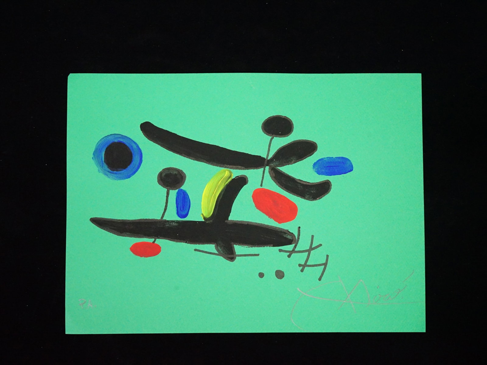After Joan Mir Hand-Painted Abstract Composition: Approximate size:13x9.5 in Shipping: We offer in-house shipping services for most small items. This means that we will take care of packing and shipping the items directly to you. For larger or