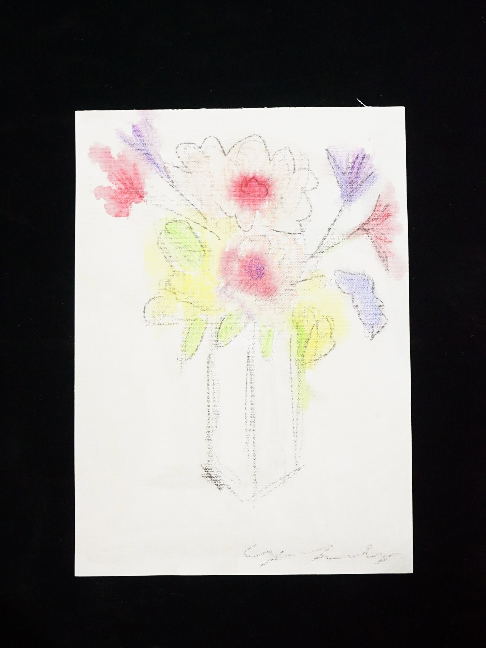 After Andy Warhol(1928-1987) Floral Still Life, Hand-Colored Drawing (1 of 4)