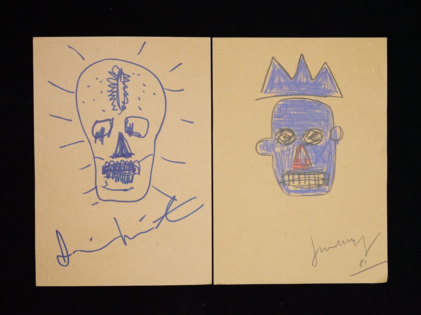 Attributed To Jean-Michel Basquiat, 2 Drawings: Approximate size: 8.25x11.75 in Shipping: We offer in-house shipping services for most small items. This means that we will take care of packing and shipping the items directly to you. For larger or