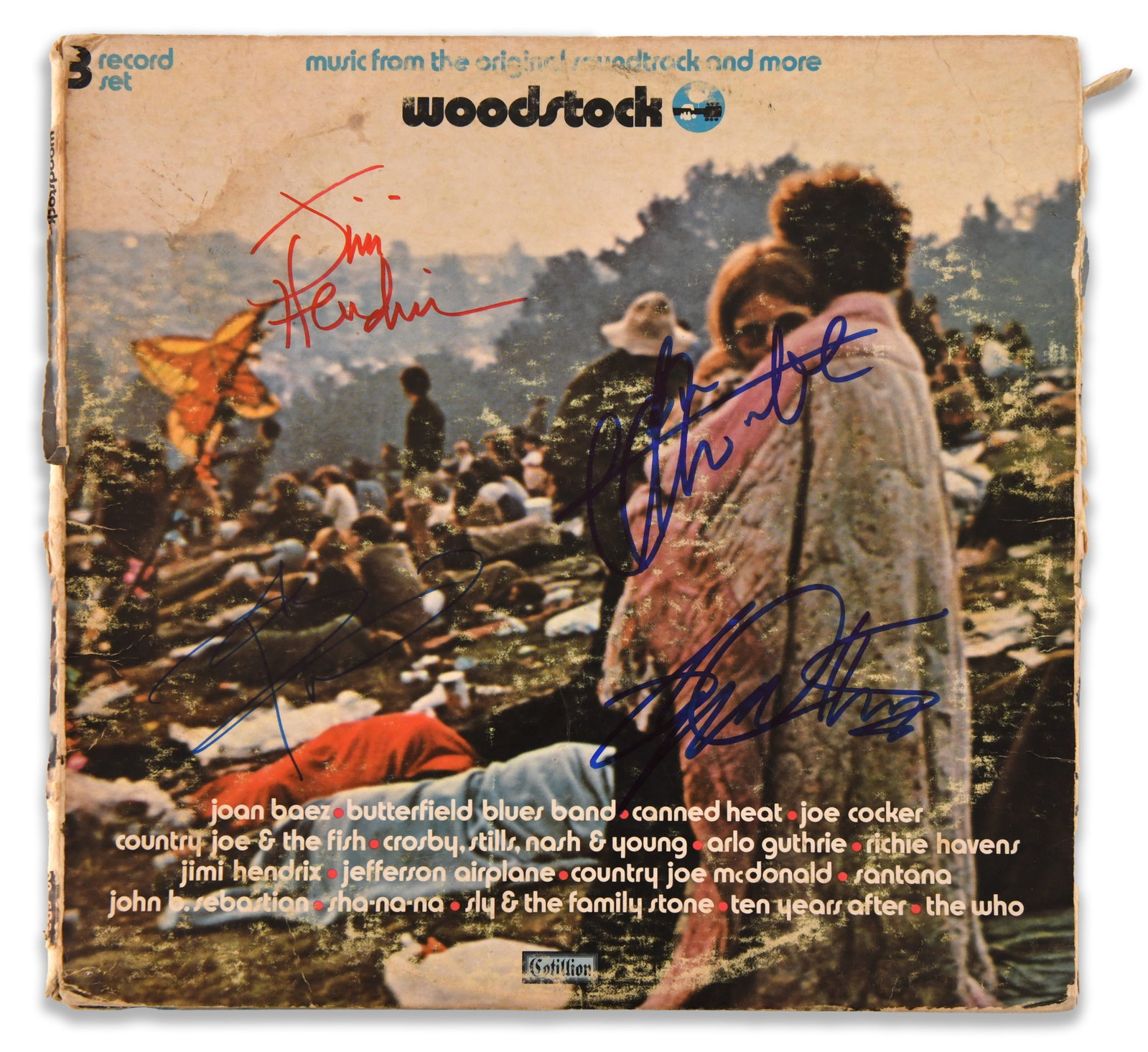 Woodstock Soundtrack Lp Set Signed By Jimi Hendrix, Joan Baez And Others (1 of 9)