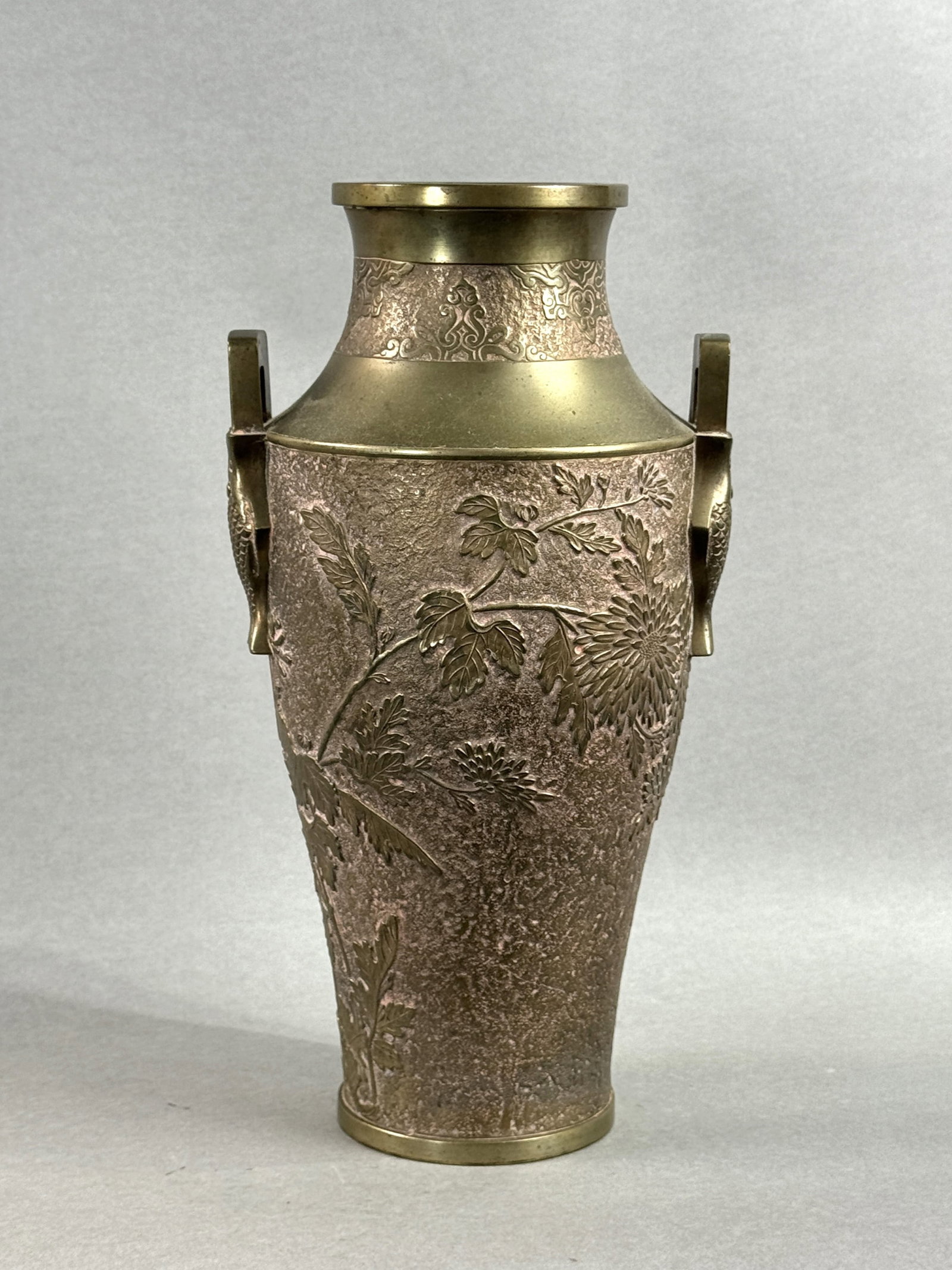 Japanese Bronze Vase with Double Fish Handle: meiji period, 12"ht Shipping: We offer in-house shipping services for most small items. This means that we will take care of packing and shipping the items directly to you. For larger or specialized i