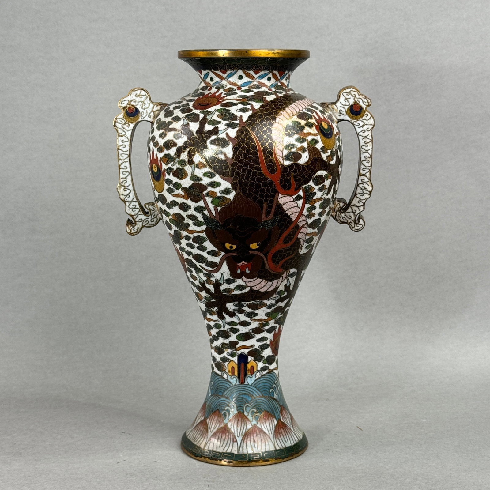 Japanese Cloisonne Vase of Dragon Motif: meiji period, 11.5"ht, dragon motif, bottom wth Fuku Mark Shipping: We offer in-house shipping services for most small items. This means that we will take care of packing and shipping the items direct