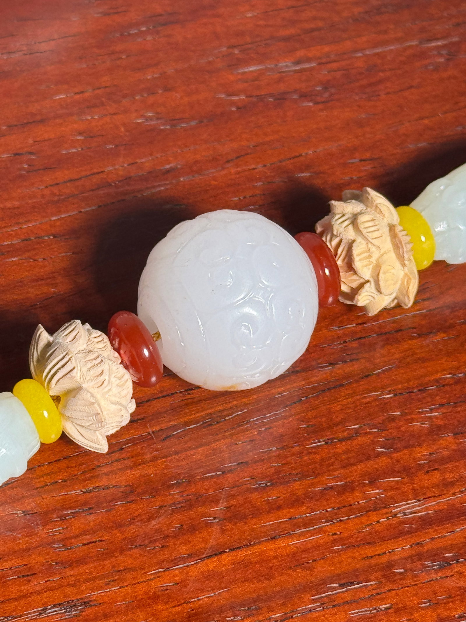 Chinese White Jade Prayig Beads - 2