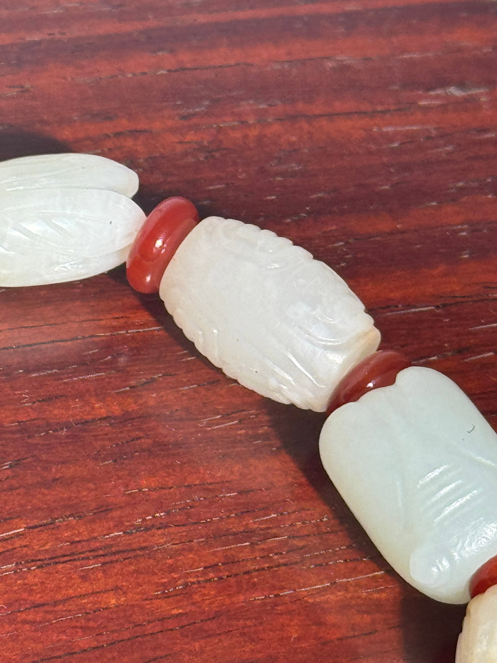 Chinese White Jade Prayig Beads - 5