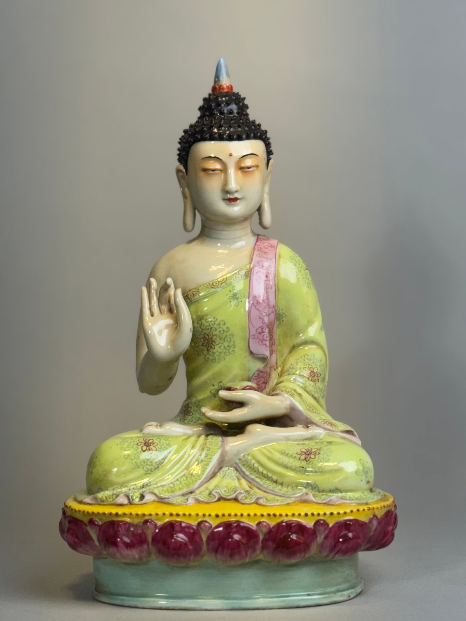 Chinese Famille Rose Porcelain Seated Buddha (1 of 13)