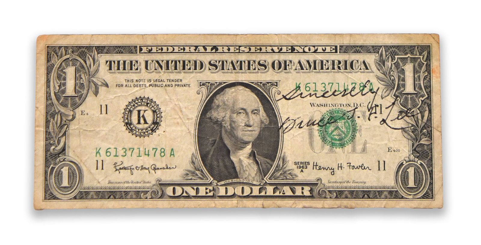 UNITED STATES ONE DOLLAR NOTE-SERIES 1963A (1 of 2)