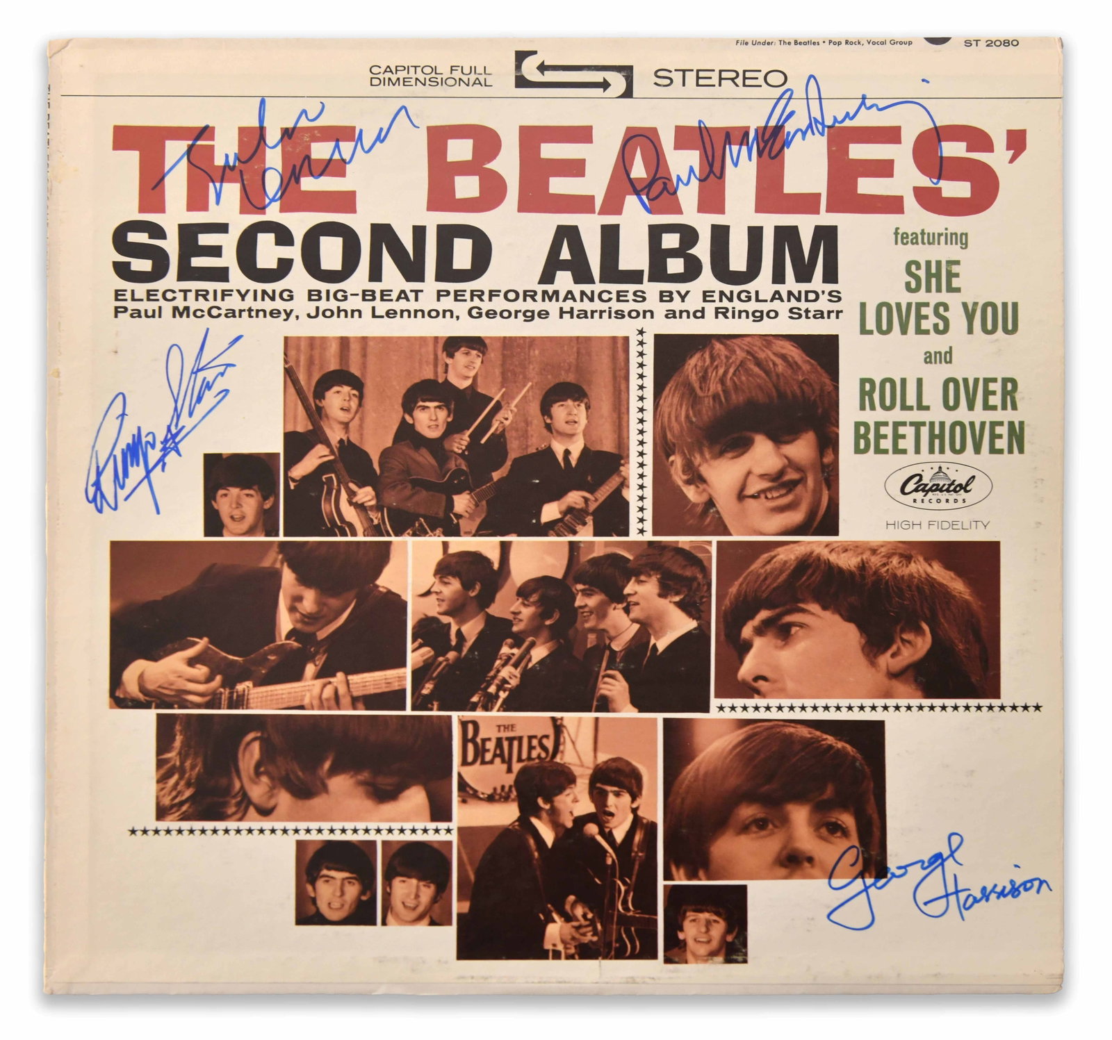 THE BEATLES-THE BEATLES' SECOND ALBUM U.S. CAPITOL STEREO LP WITH FULL BAND SIGNATURES (1 of 4)