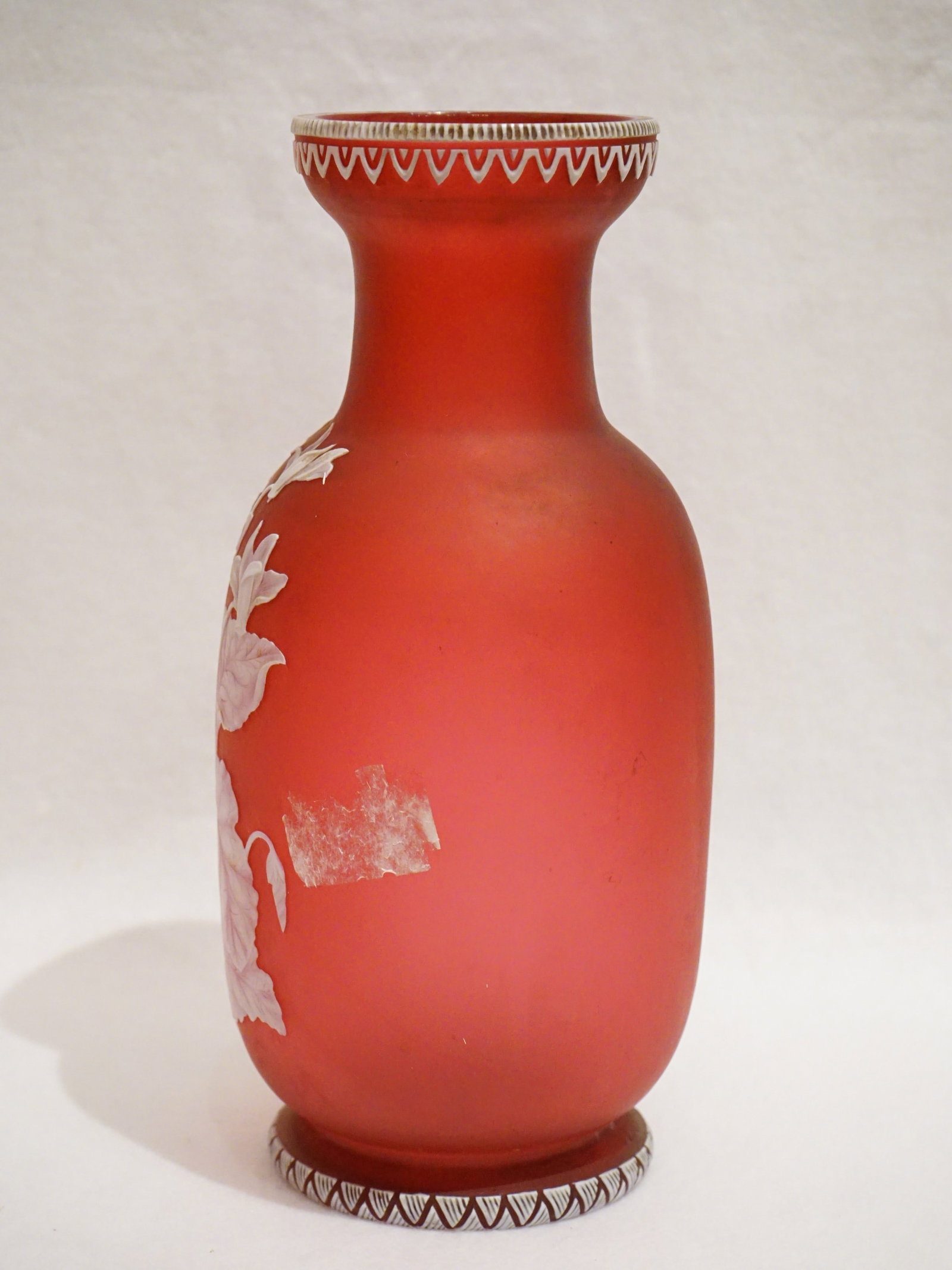An English Red Cameo Glass Vase with Floral Bouquet Circa 1890 - 2