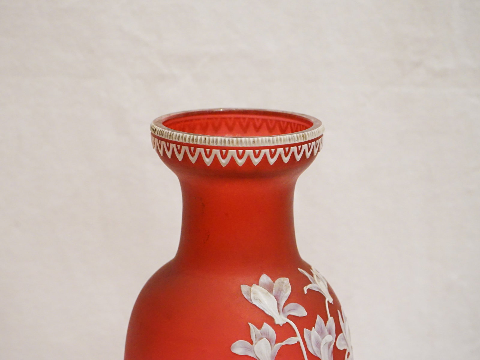 An English Red Cameo Glass Vase with Floral Bouquet Circa 1890 - 5