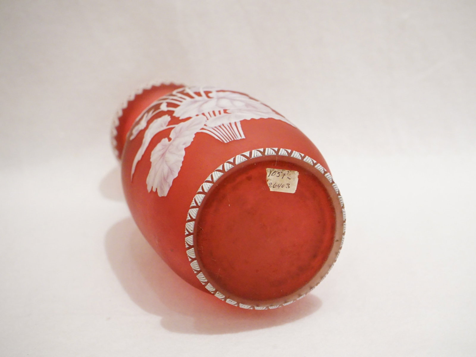 An English Red Cameo Glass Vase with Floral Bouquet Circa 1890 - 6