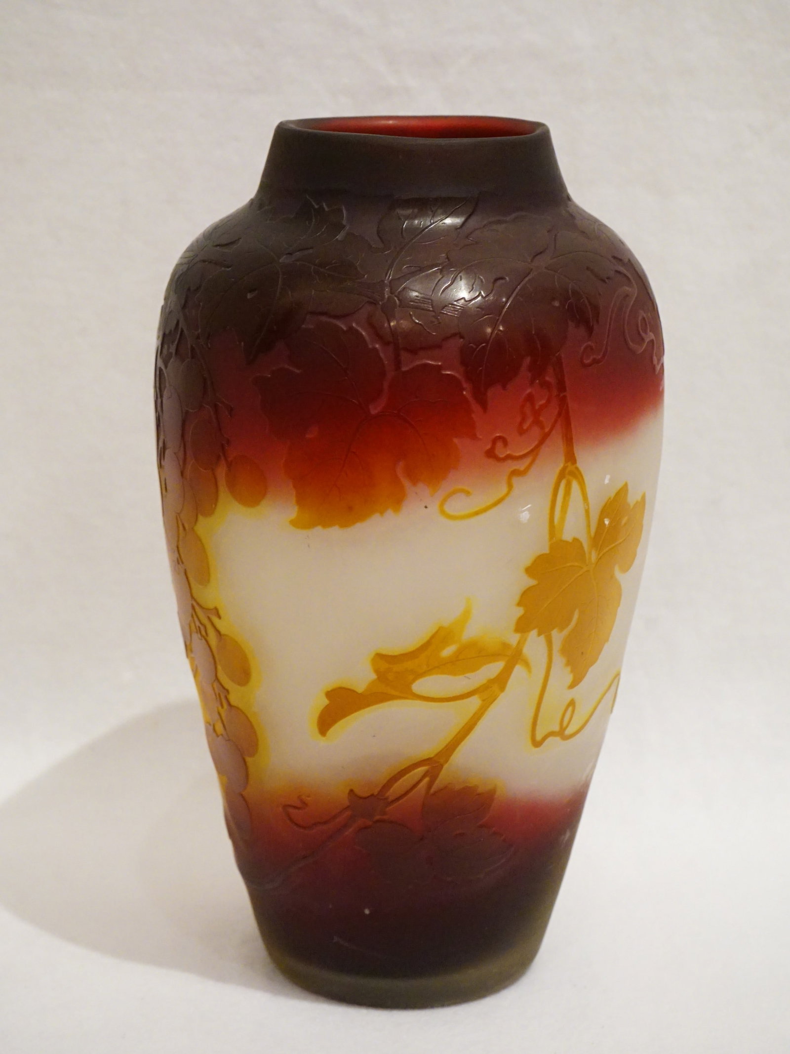 Emile Galle, Art Nouveau Multi Colored Grapes Cameo Glass Vase - 2