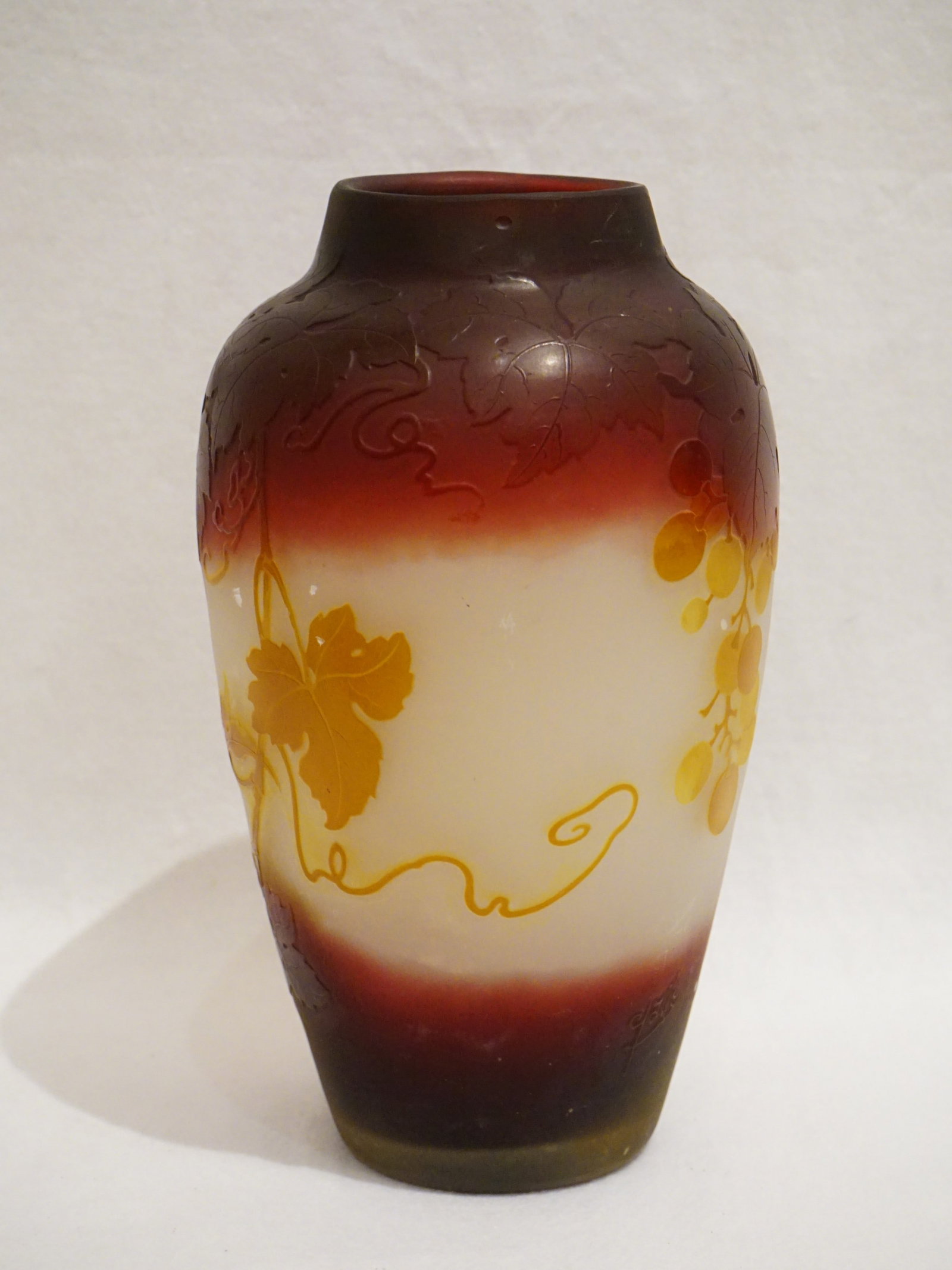 Emile Galle, Art Nouveau Multi Colored Grapes Cameo Glass Vase - 3