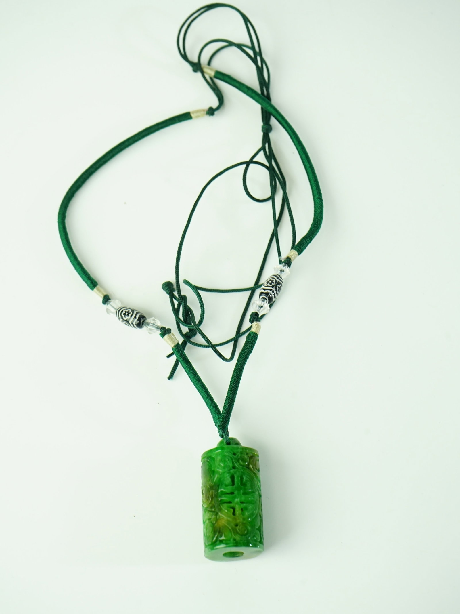 Chinese Carved Jadeite Pendant with Necklace: Approximate size: pendant 1.5x0.75 in Shipping: We offer in-house shipping services for most small items. This means that we will take care of packing and shipping the items directly to you. For large