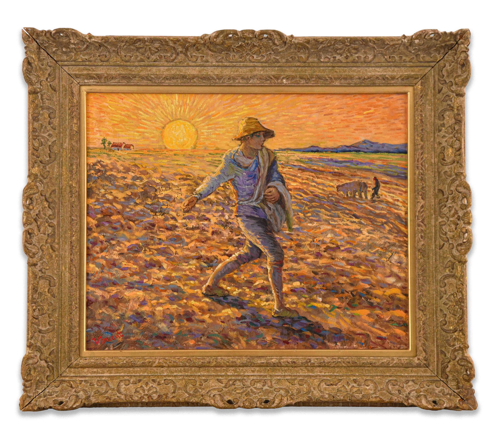 Vincent Van Gogh (1853-1890), Attributed To, Oil on Canvas: VINCENT VAN GOGH (1853-1890), ATTRIBUTED TO, OIL ON CANVAS Dimensions: Image size: 19 1/2 x 23 3/4 in,49.5x60.2 cm. All measured values are approximate. Outer frame size: 27 5/8 x 31 5/8 in,70.2x80.3 