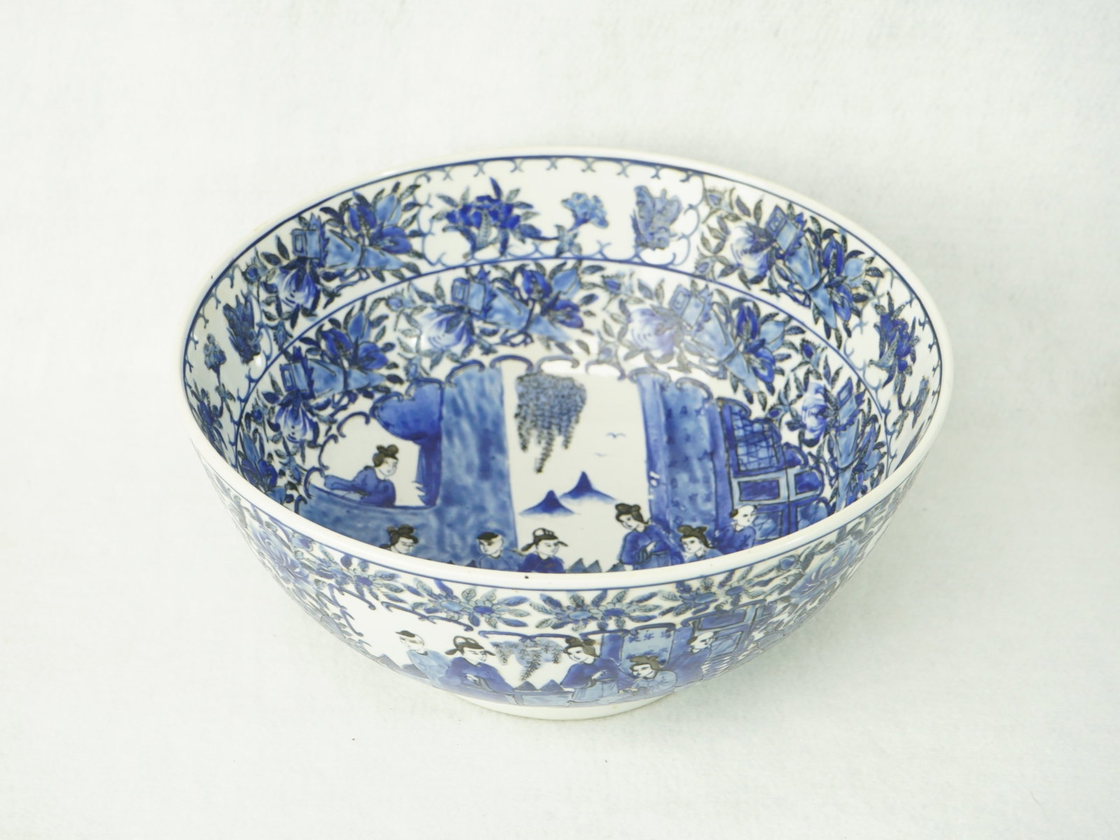Chinese Export Blue-Enamel 'Figural' Punch Bowl, Republic Period: Approximate size: 4.5x10x10 in Shipping: We offer in-house shipping services for most small items. This means that we will take care of packing and shipping the items directly to you. For larger or sp