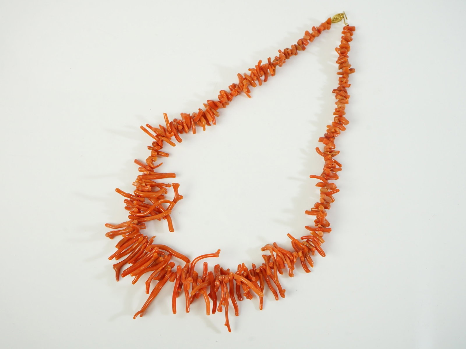 Coral Branch Necklace with Karat Gold Clasp: Approximate size: L 18.5 in Shipping: We offer in-house shipping services for most small items. This means that we will take care of packing and shipping the items directly to you. For larger or speci