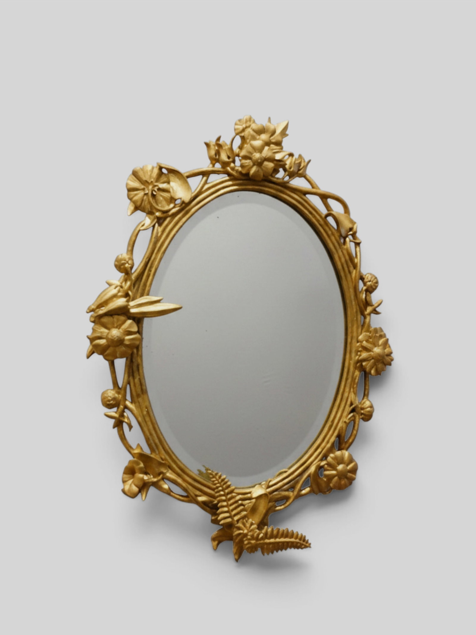 French Rococo Oval Gilt Wood Wall Mirror (1 of 5)