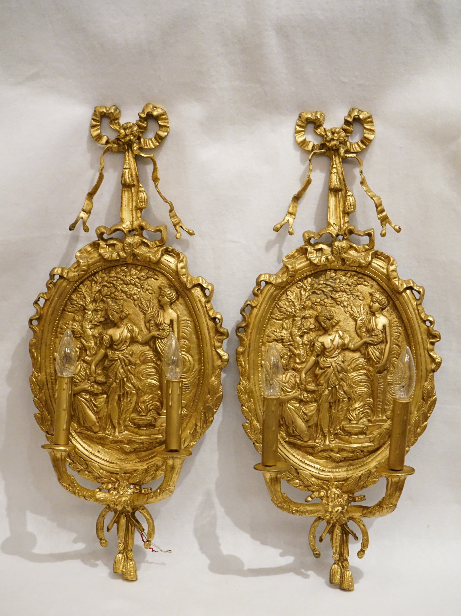 A Pair of Brass Wall Sconces, 19th/20th Century. (1 of 10)