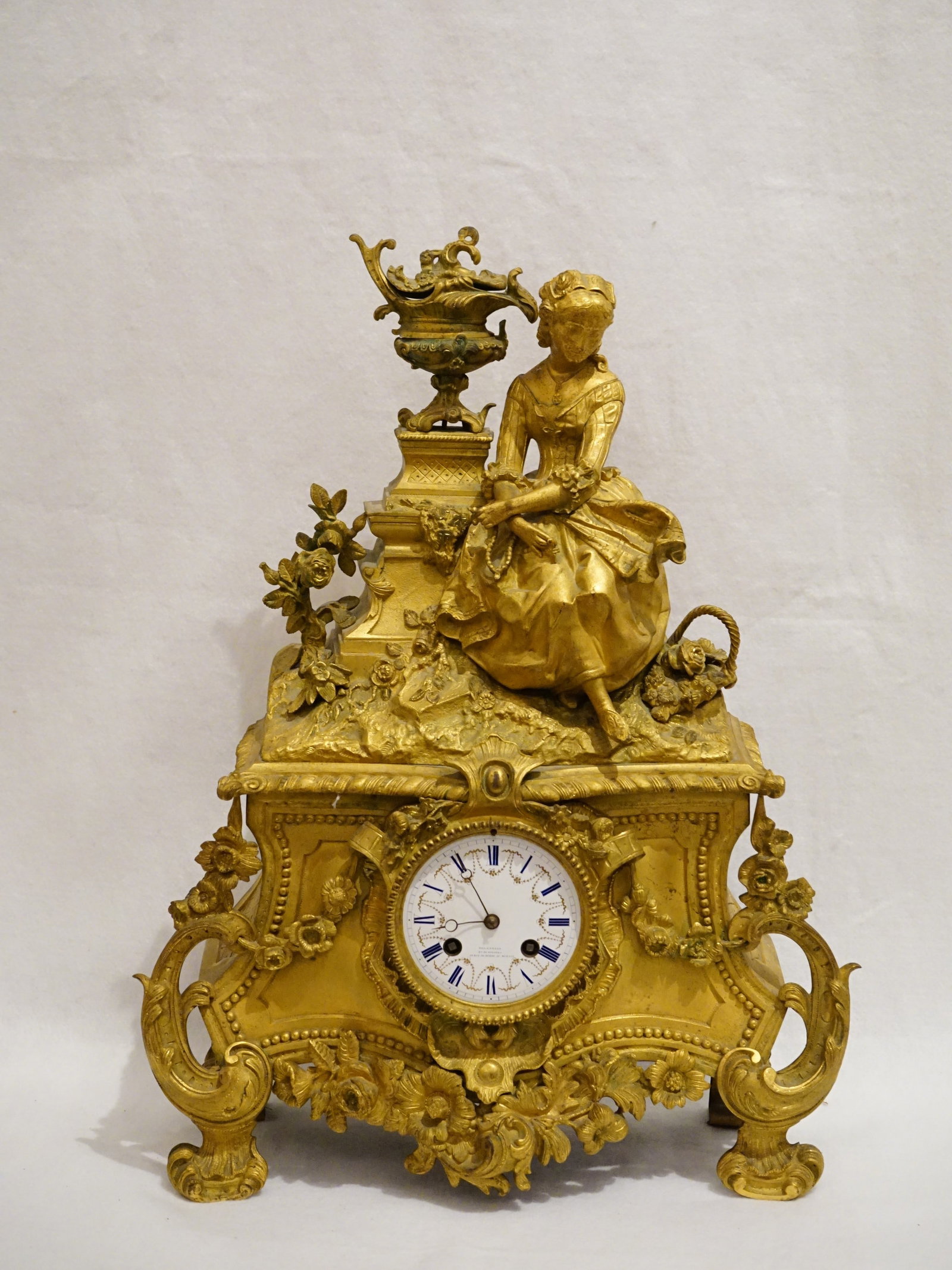 Antique Raingo Freres Paris Ornate Bronze Mantle Clock (1 of 9)