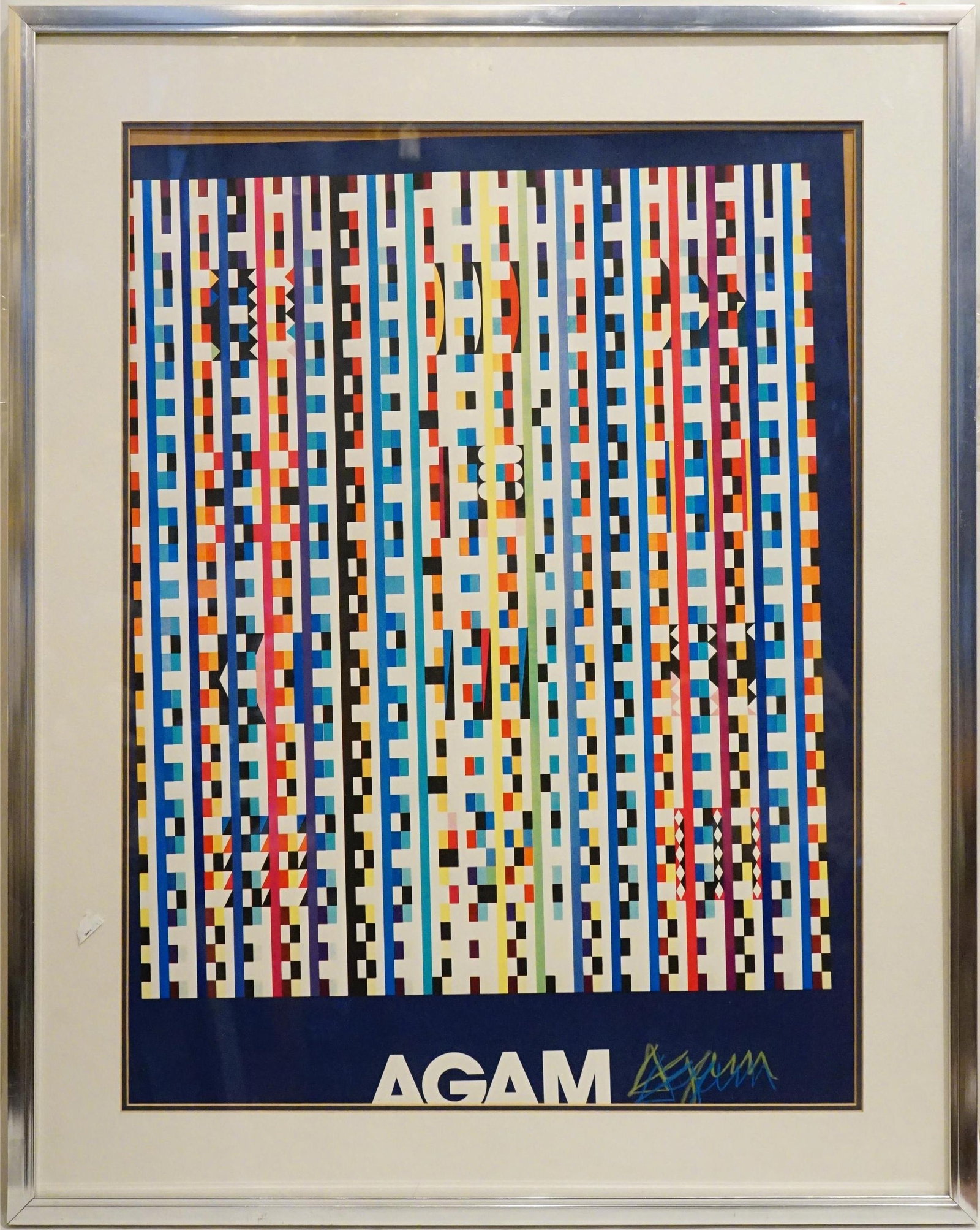 Signed Yaacov Agam Exhibition Poster For "Beyond the Visible": Approximate size:frame28x36 in/image 21x28 in Shipping: We offer in-house shipping services for most small items. This means that we will take care of packing and shipping the items directly to you. F