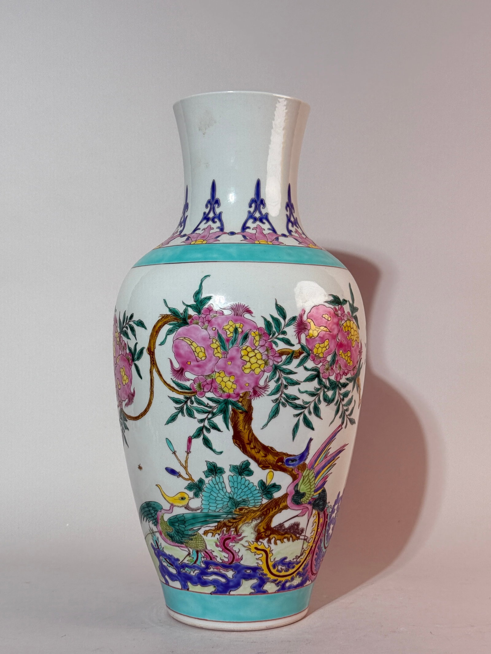 A Chinese Famille-Rose 'Bird and Flower' Vase: 16"ht Shipping: We offer in-house shipping services for most small items. This means that we will take care of packing and shipping the items directly to you. For larger or specialized items, we recom