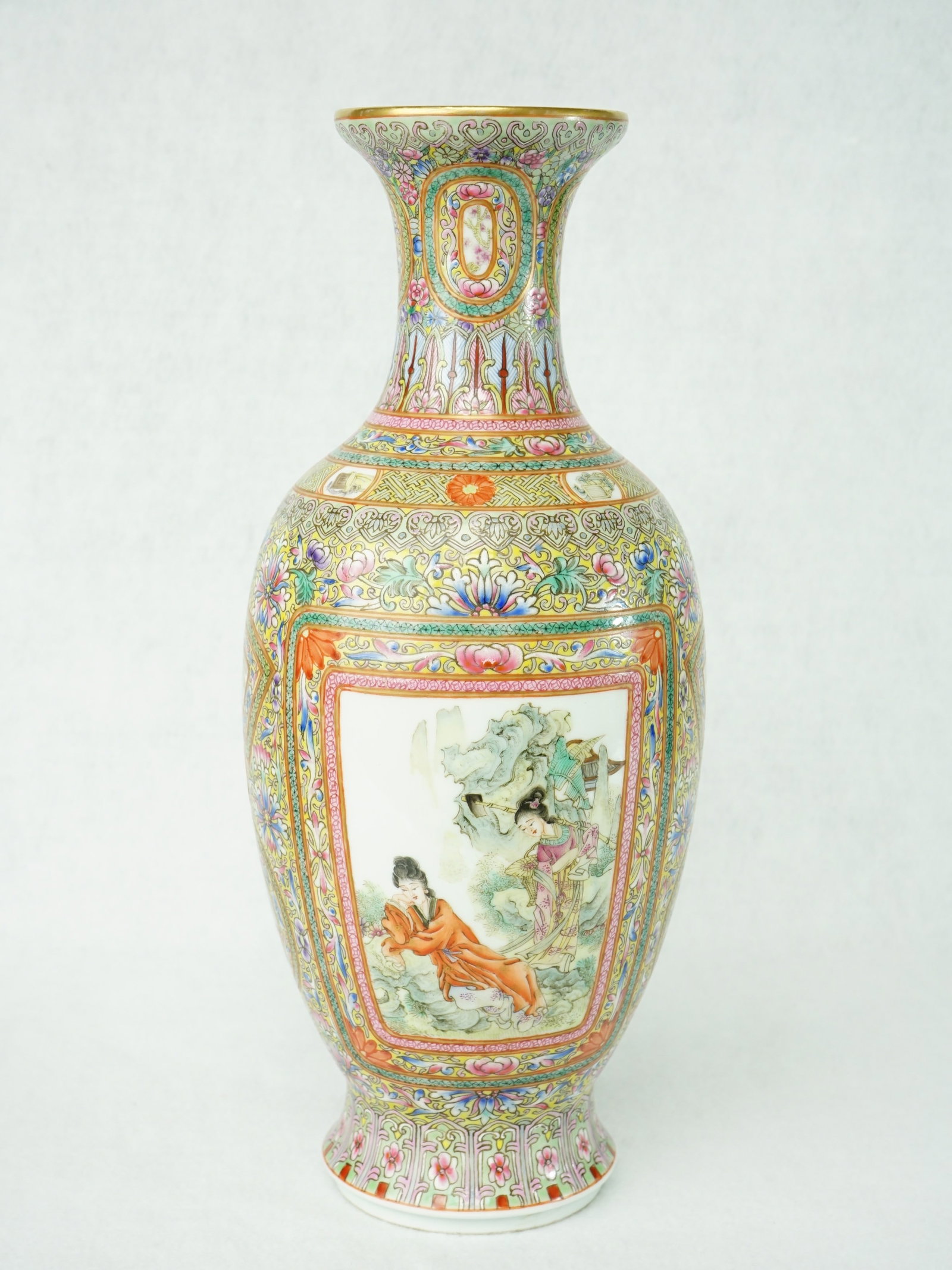 Chinese Famille Rose 'Figural' Vase with Mark: Approximate size:H:11.5 in Shipping: We offer in-house shipping services for most small items. This means that we will take care of packing and shipping the items directly to you. For larger or specia