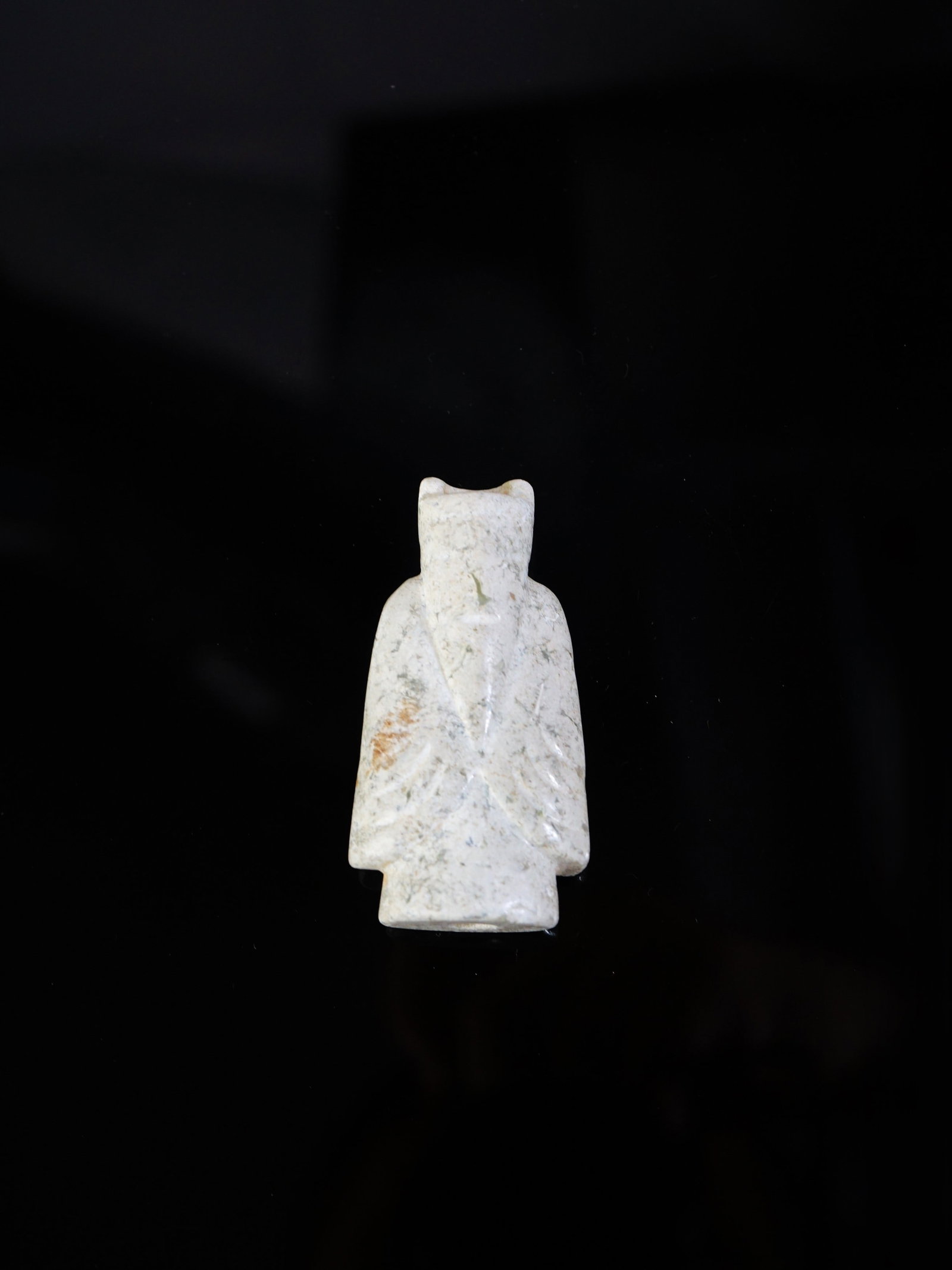 Small Chinese Neolithic Calcified Jade Figurine Figure: Approximate size:2.25x1.25x0.75 in Shipping: We offer in-house shipping services for most small items. This means that we will take care of packing and shipping the items directly to you. For larger