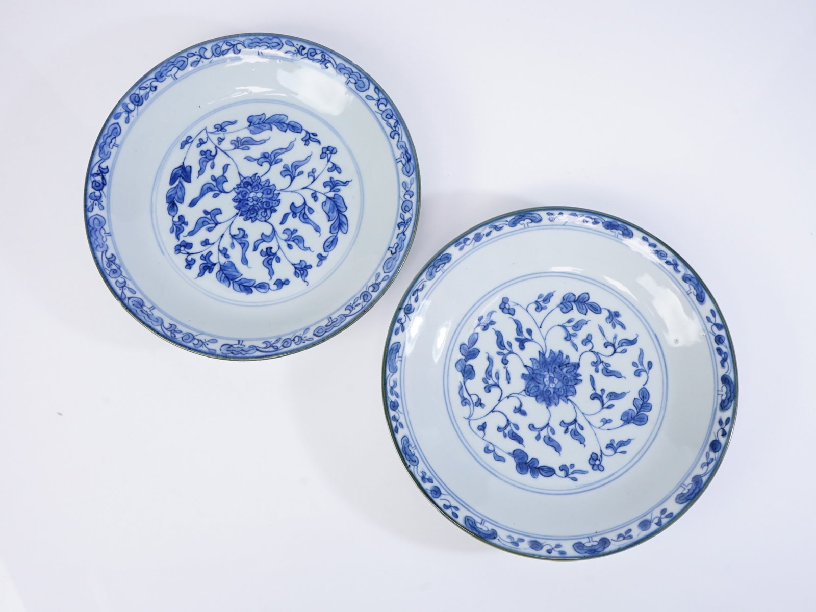 Pair Chinese Blue and White Porcelain Dishes: Approximate size: dia7.75 in Shipping: We offer in-house shipping services for most small items. This means that we will take care of packing and shipping the items directly to you. For larger or