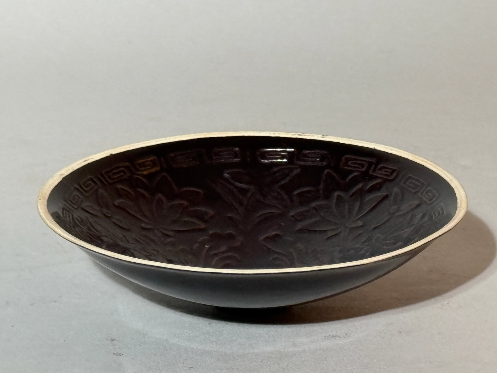 Japanese Teabowl with Molded Peony Scene: 4.75"dia Shipping: We offer in-house shipping services for most small items. This means that we will take care of packing and shipping the items directly to you. For larger or specialized items, we re