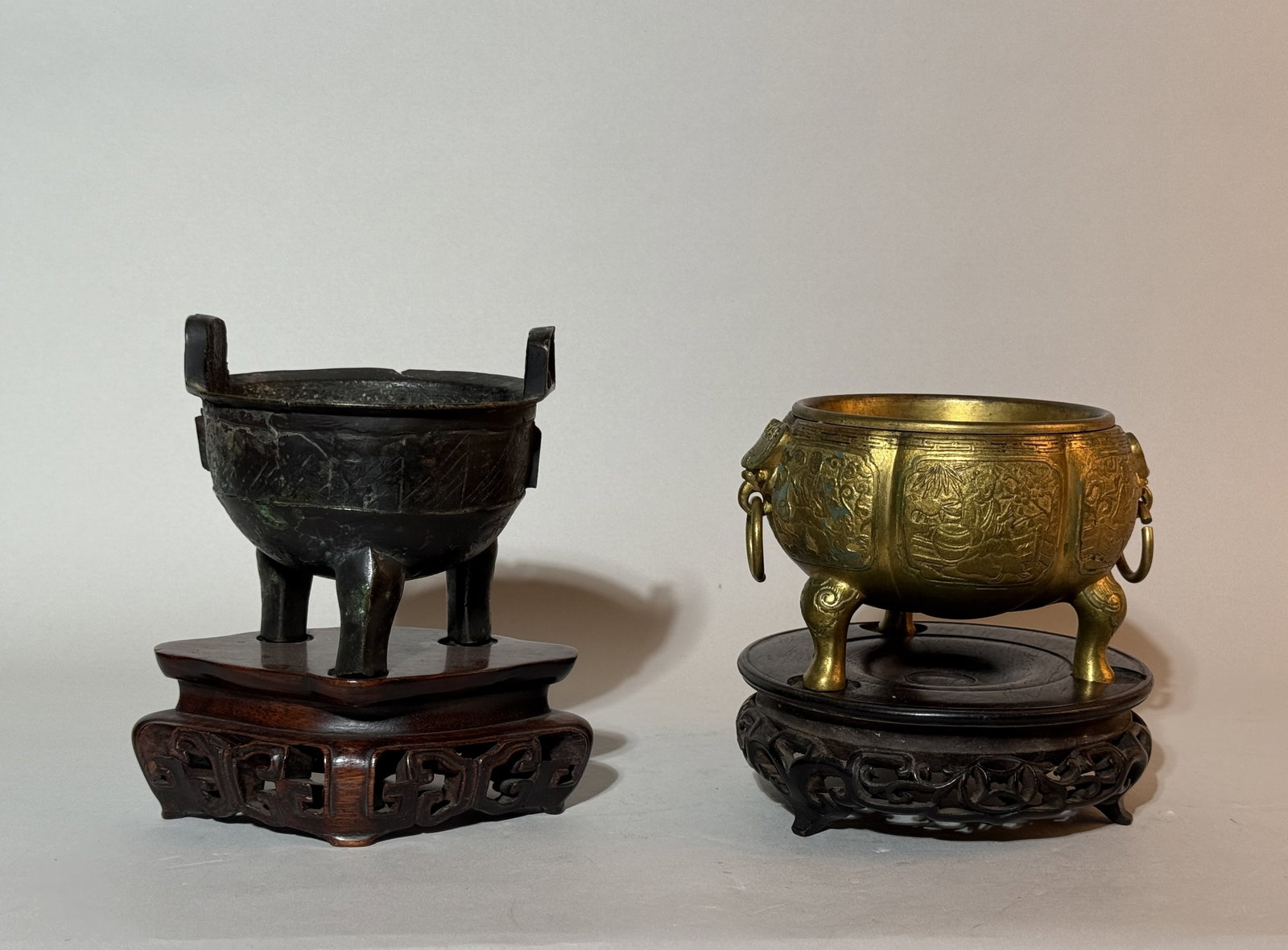 Two Asian Bronze Censers on Hardwood Stands (1 of 17)