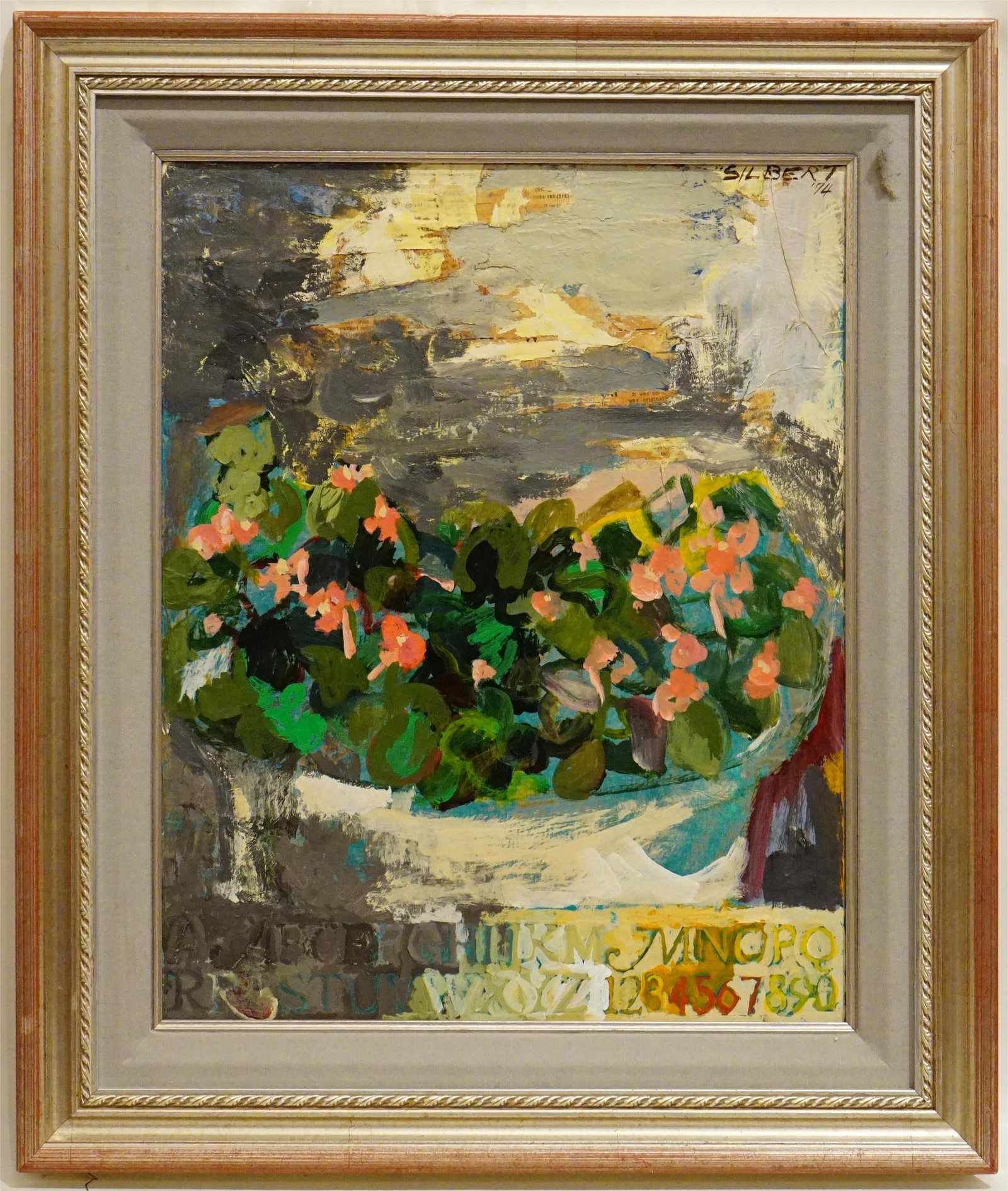 Modernist Mixed Media Painting Signed By Silbert: Approximate size:frame20x24 in /image14x17 in Shipping: We offer in-house shipping services for most small items. This means that we will take care of packing and shipping the items directly to you. F
