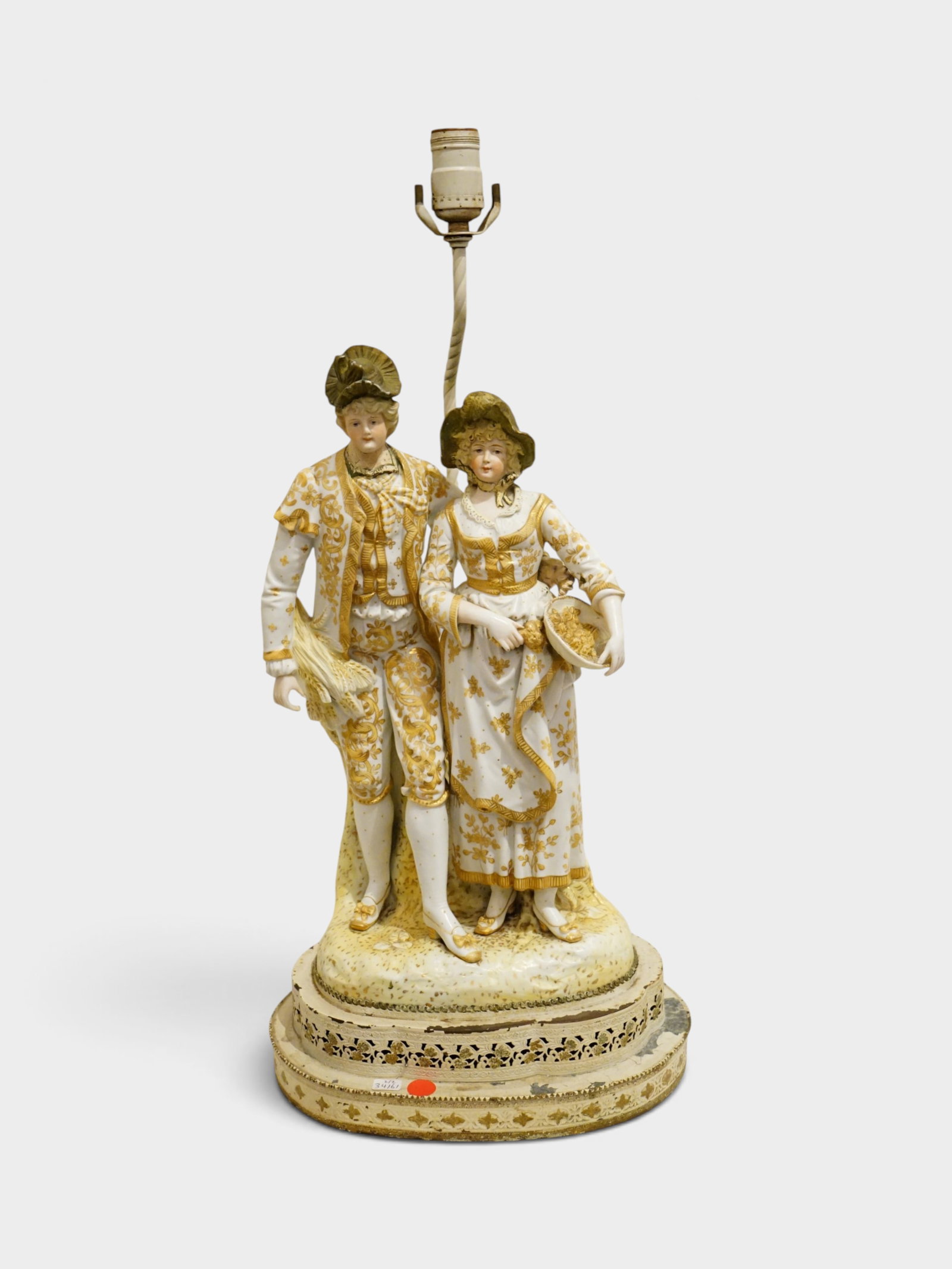 Continental Gilt Porcelain Figural Group Table Lamp: Approximate size:25x12x8.5 in Shipping: We offer in-house shipping services for most small items. This means that we will take care of packing and shipping the items directly to you. For larger or spe