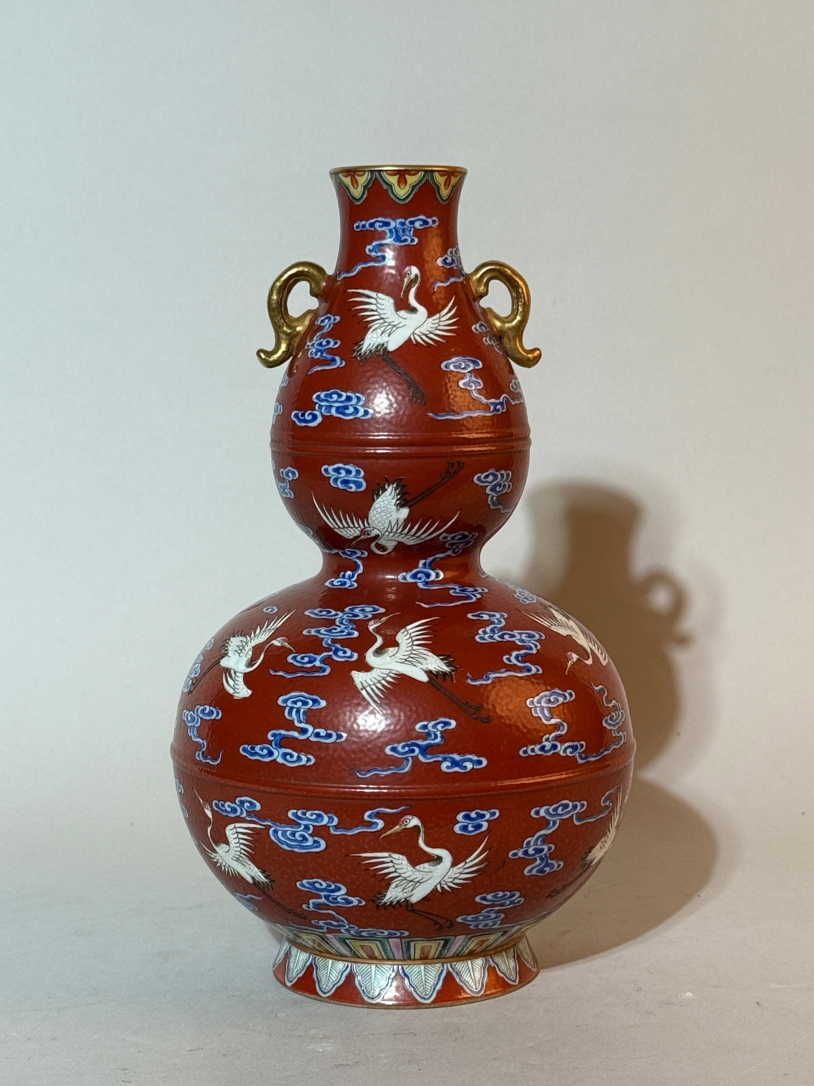 A Chinese 'Cranes' Double-Gourd Vase: 10.25"ht Shipping: We offer in-house shipping services for most small items. This means that we will take care of packing and shipping the items directly to you. For larger or specialized items, we re