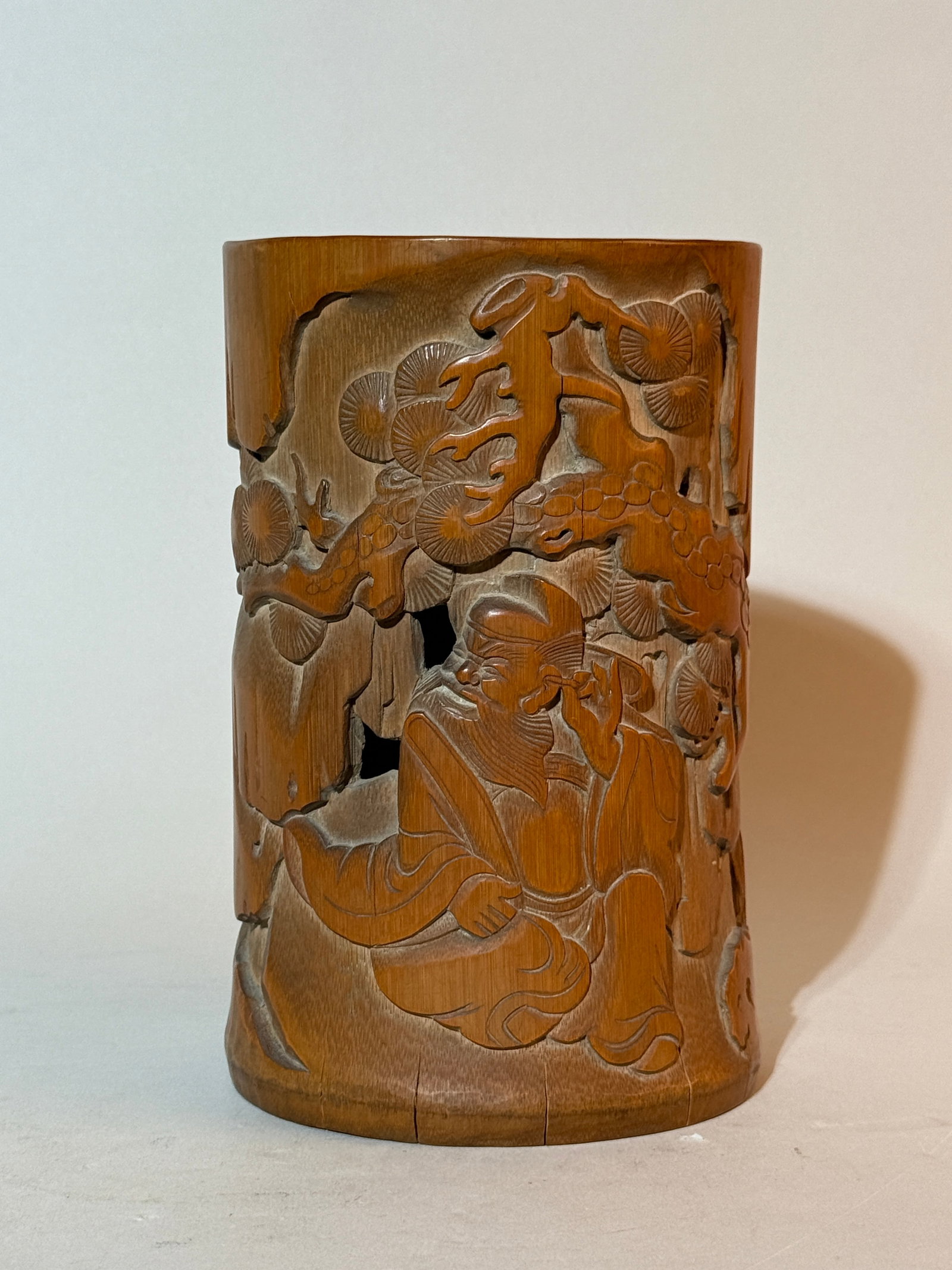 A Chinese Carved Bamboo 'Zhong Kui' Brushpot (1 of 12)