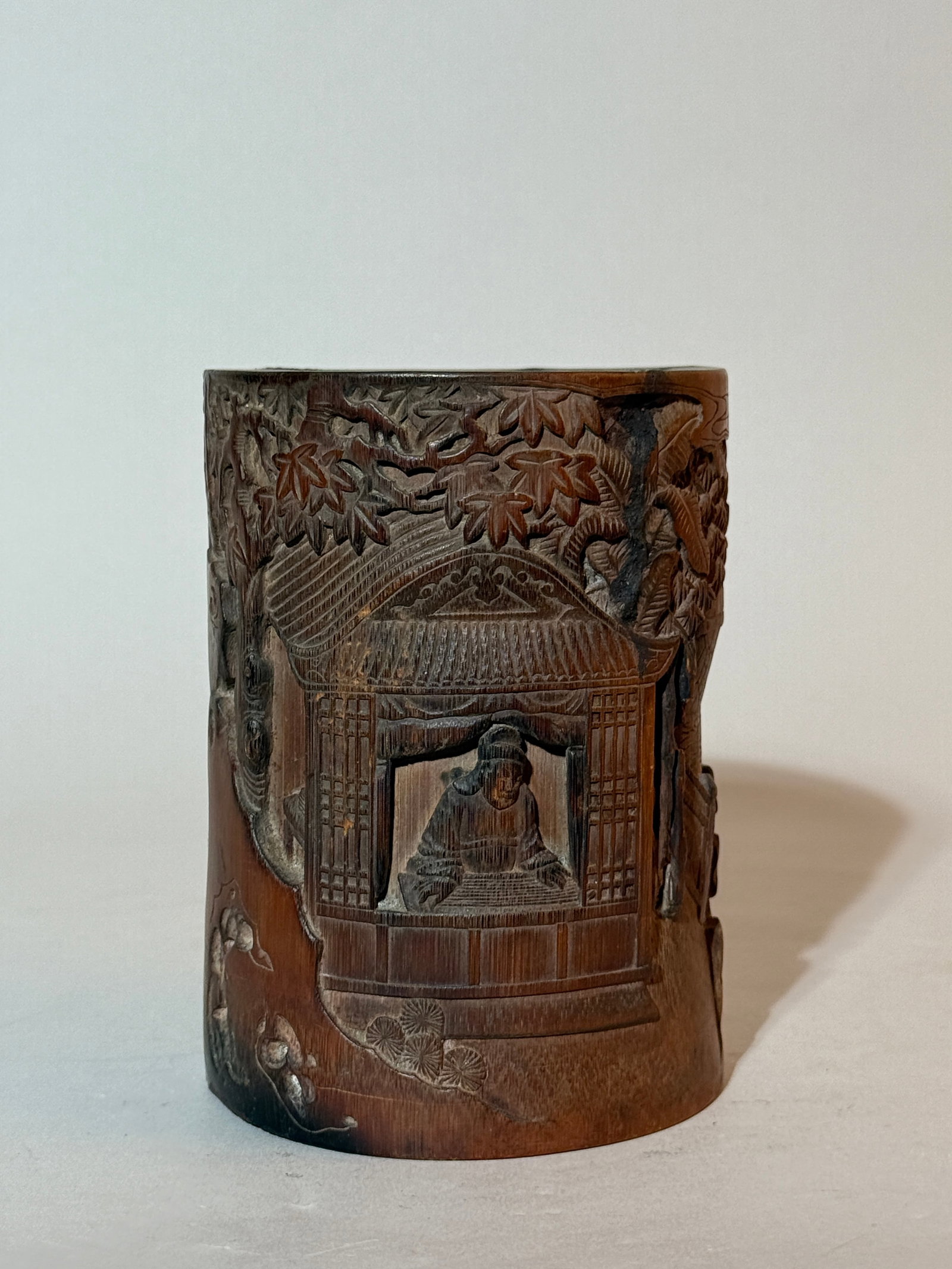 A Chinese Carved Bamboo 'scholar' Brushpot (1 of 11)