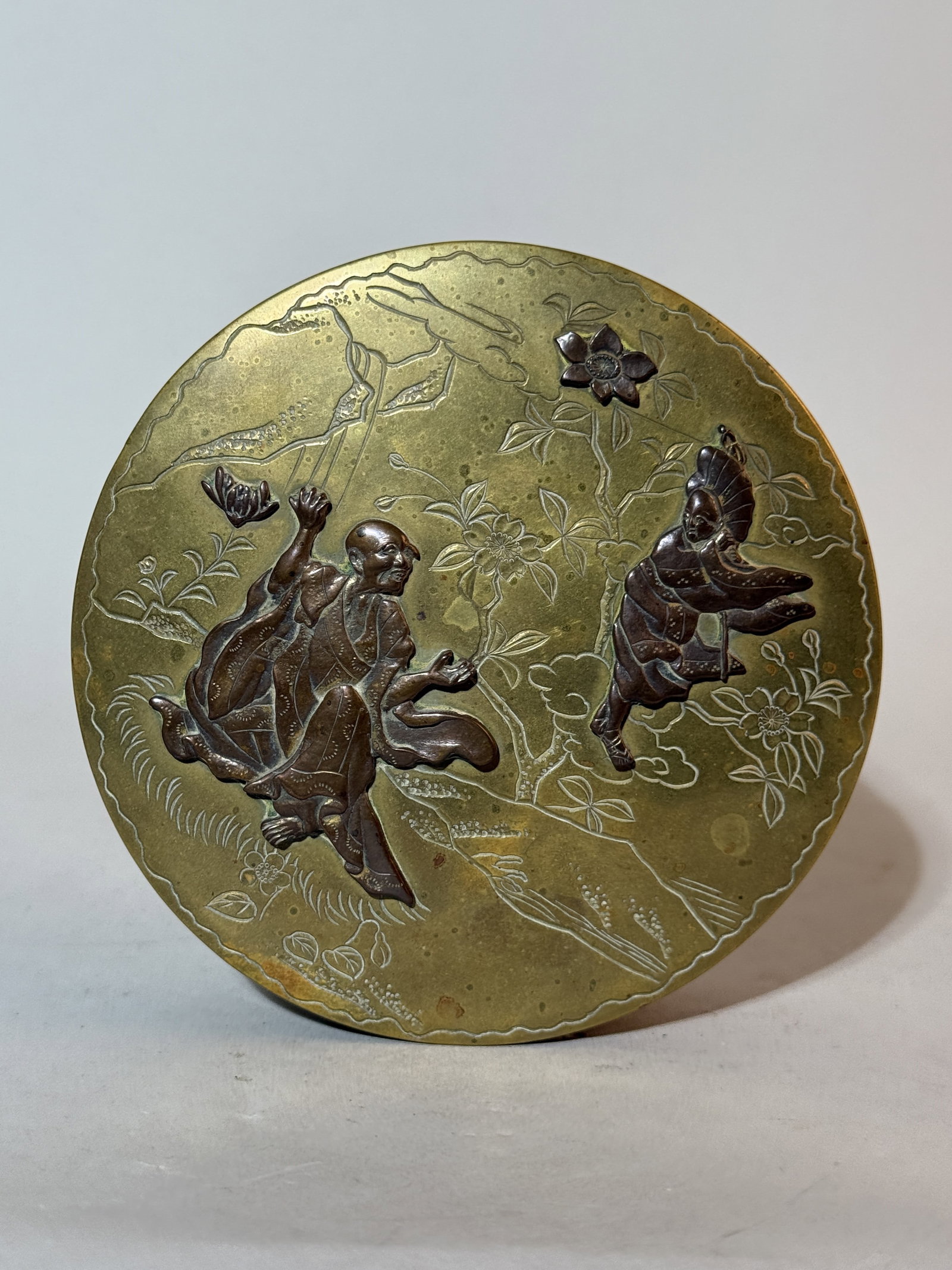 Japanese Mixed Metal Round Box: 5.5"dia Shipping: We offer in-house shipping services for most small items. This means that we will take care of packing and shipping the items directly to you. For larger or specialized items, we