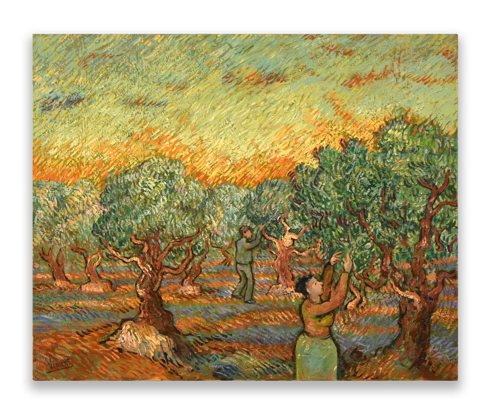 Vincent Van Gogh (1853-1890), Olive Grove with Picking Figures, 1889, Oil on Canvas: VINCENT VAN GOGH (1853-1890), OLIVE GROVE WITH PICKING FIGURES, 1889, OIL ON CANVAS Dimensions: Image size: 50 x 60.5 cm. All measured values are approximate. Signature: Vincent van Gogh Description: