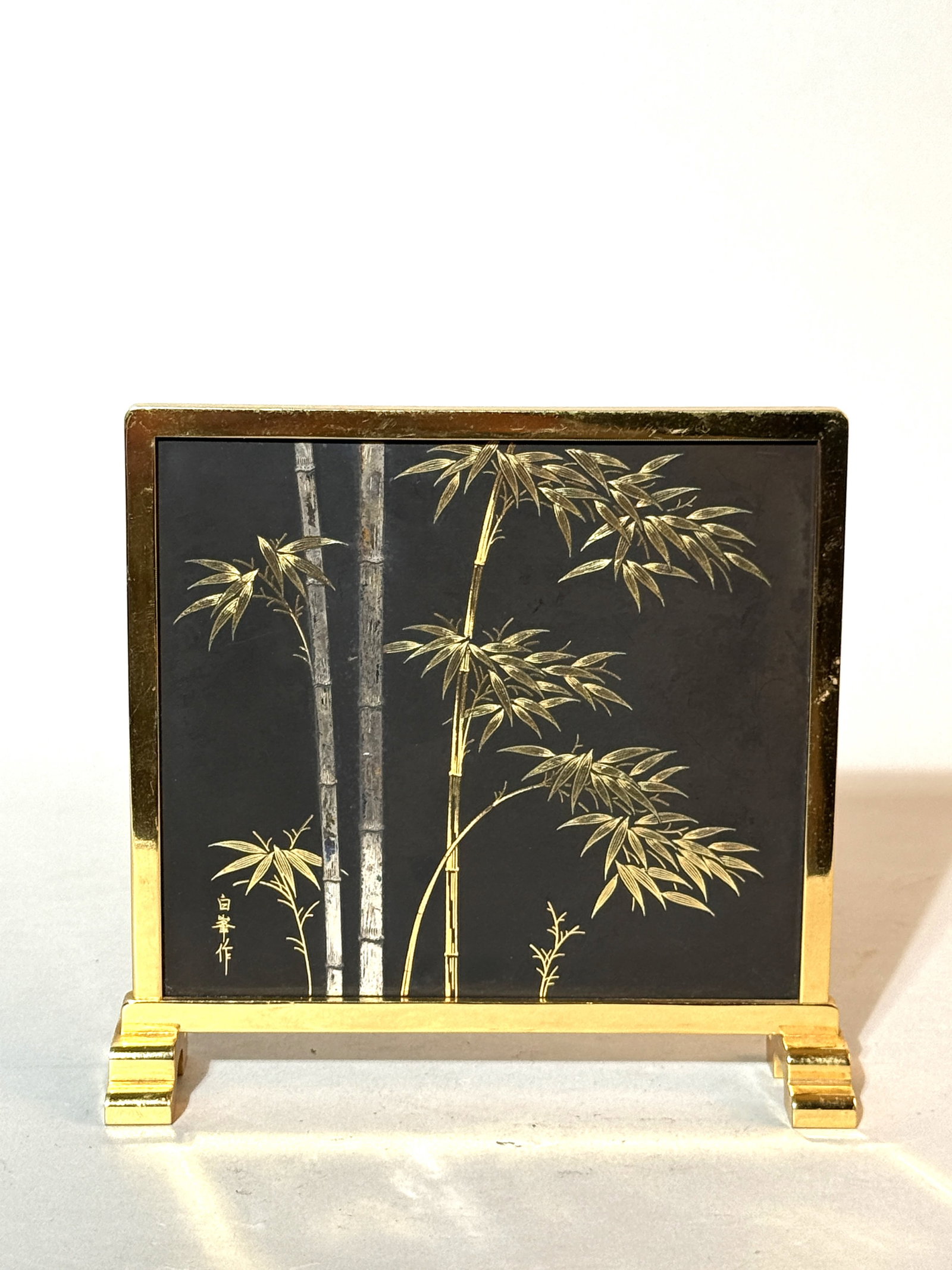 A Japanese Komai-Style Iron Table Screen: 5.75"w 5.5"ht Shipping: We offer in-house shipping services for most small items. This means that we will take care of packing and shipping the items directly to you. For larger or specialized items,