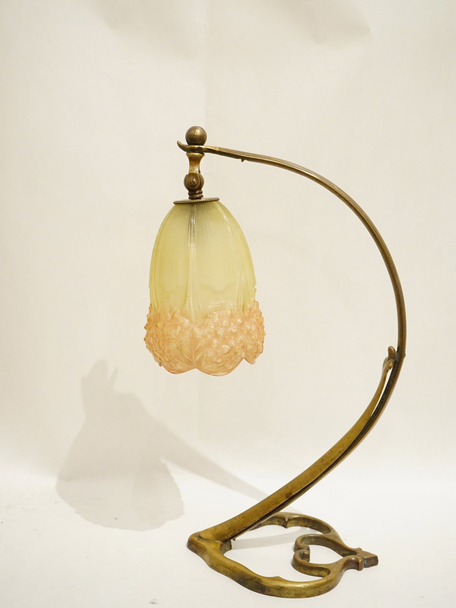 Muller Fres Luneville Bronze Mounted Art Deco Lamp, 1920s: Approximate size: H:16 in ,lampshade 6x4.25x4.25. Shipping: We offer in-house shipping services for most small items. This means that we will take care of packing and shipping the items directly to