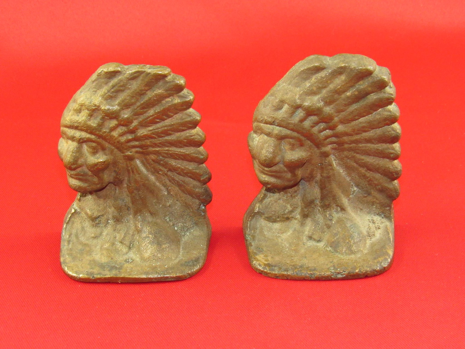 Vintage Brass Native American Indian Bookends (1 of 6)