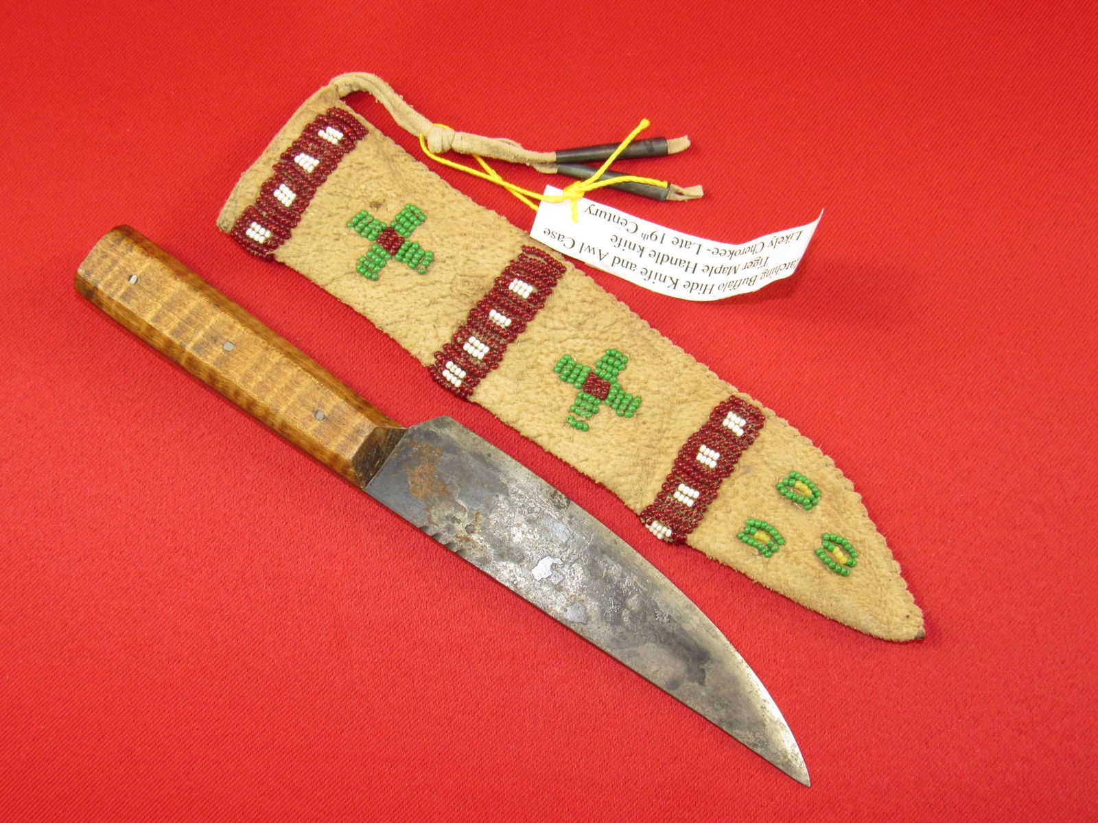 Beautiful Vintage Native American Plains Indian Knife with Beaded Sheath (1 of 5)