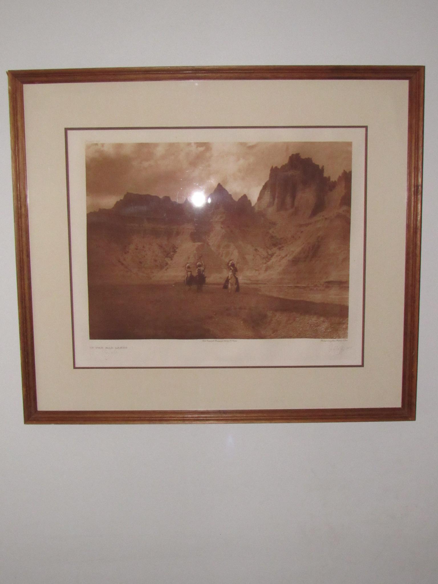 Framed Vintage Edward Curtis - In The Badlands - Photo Gravure Copperplate Print (1 of 8)