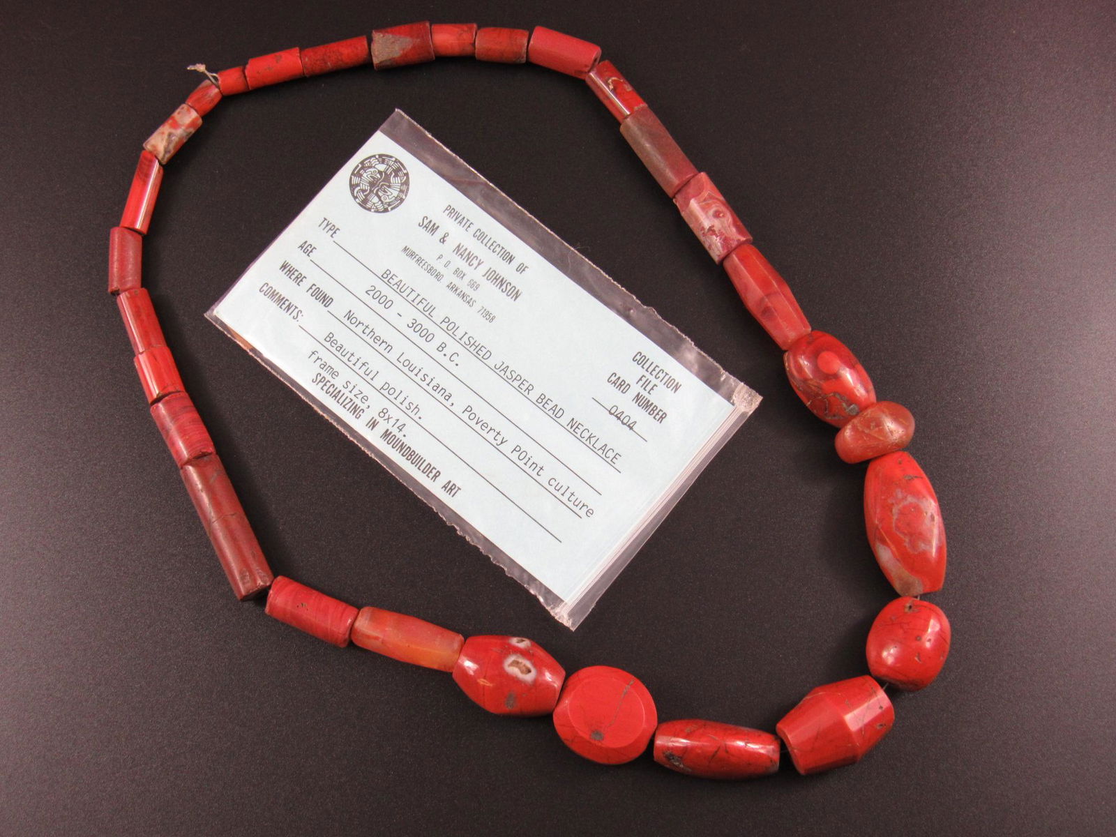 Wonderful Native American Indian Polished Jasper Bead Necklace - Poverty Point Culture (1 of 9)