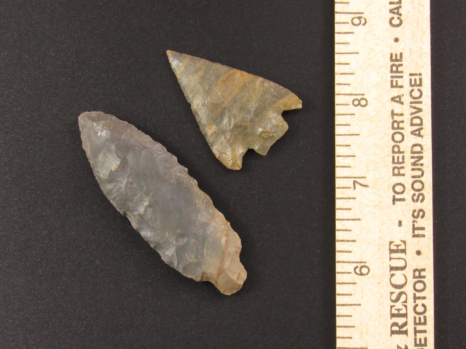 Two Native American Indian Flint Arrowheads: Two Native American Indian flint arrowheads from an old estate in Indiana. See photos for additional detail. Selling as contemporary.