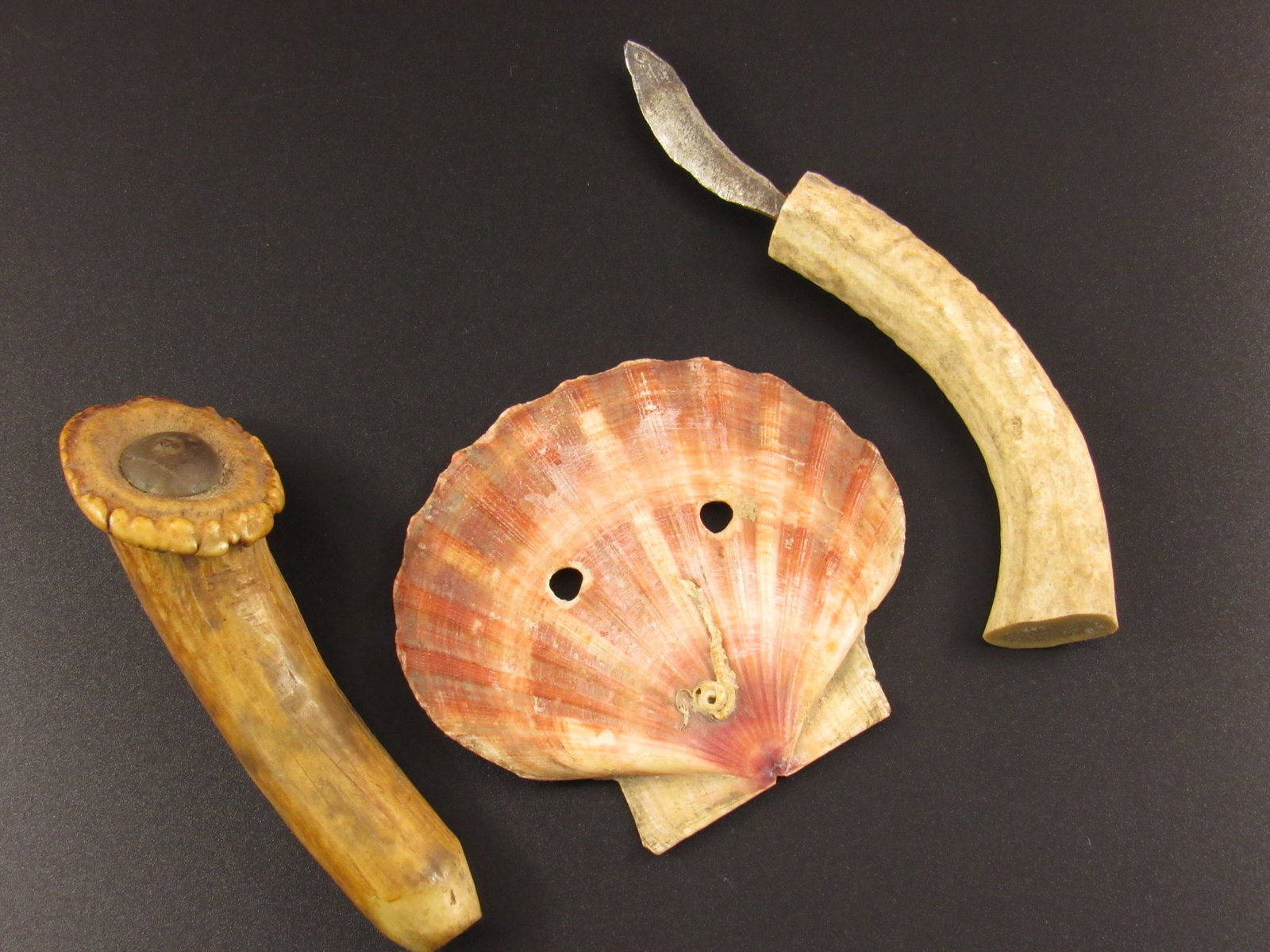 Shell Pendant, Knife and Antler Cane Handle (1 of 4)