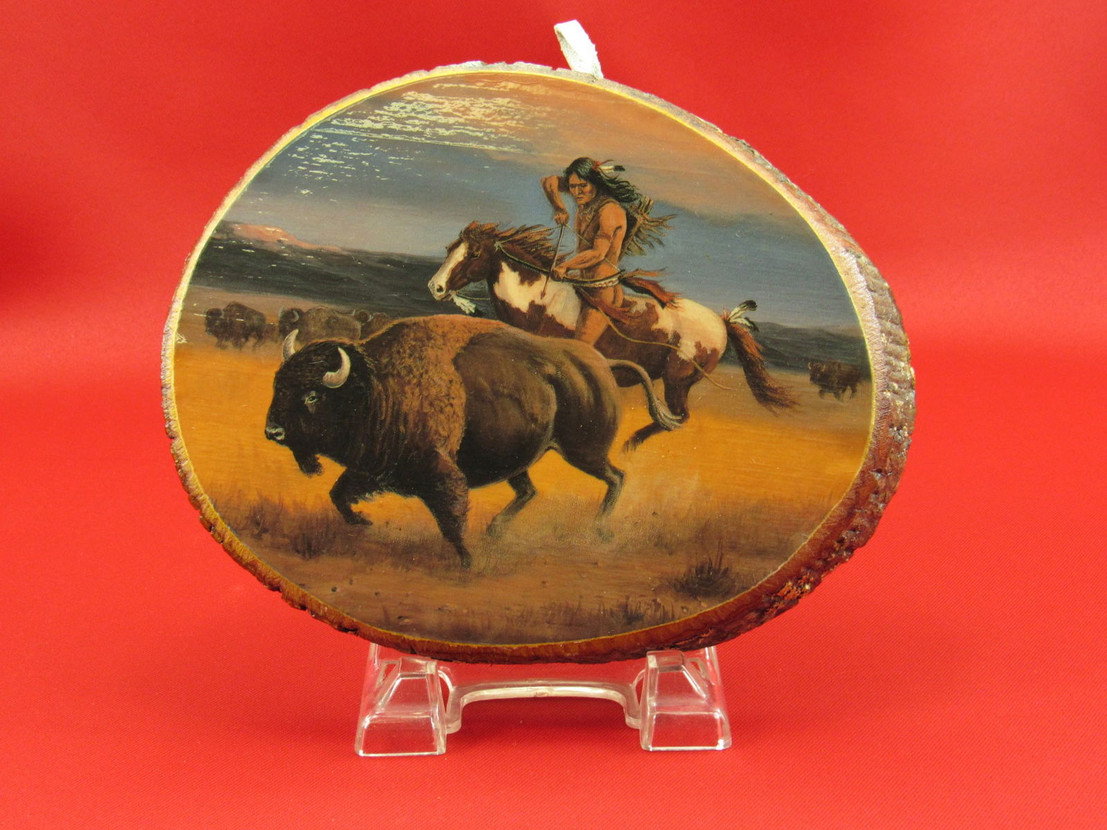 Native American Buffalo Hunt Folk Art Painting (1 of 3)