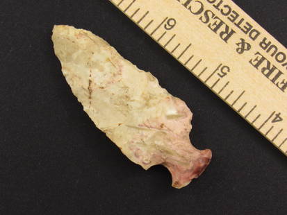 Very Nice Native American Notched Flint Arrowhead: Attractive flint Indian notched arrowhead from an old estate in Indianapolis, Indiana.