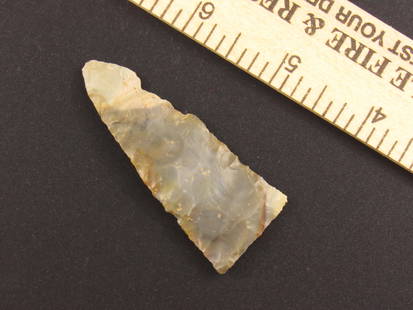 Colorful Native American Indian Triangular Arrowhead: Nice and colorful flint Indian triangular arrowhead from an old estate in Indianapolis, Indiana.