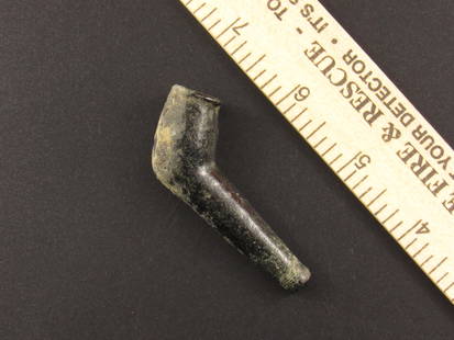 Beautiful Native American Indian Stone Pipe: Very attractive Native American stone pipe from an old estate in Richmond, Virginia. Catalog identification or collection number is written on one side.